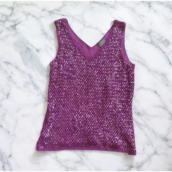 SIGRID OLSEN Purple Sequin Tank Top Size Small - Picture 1 of 7